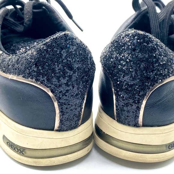 Women’s GEOX Respira Leather Black Sneakers - White Soles- US:8 EU:38 Pre-Loved - Picture 6 of 16